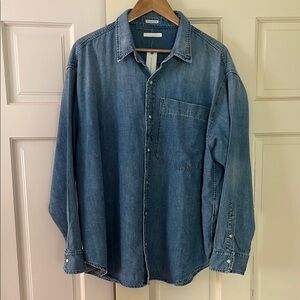 Mother oversized single pocket denim shirt